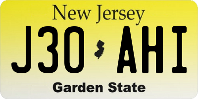 NJ license plate J30AHI