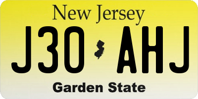 NJ license plate J30AHJ