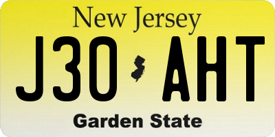 NJ license plate J30AHT