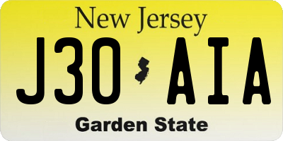 NJ license plate J30AIA