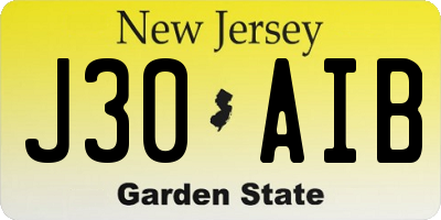 NJ license plate J30AIB