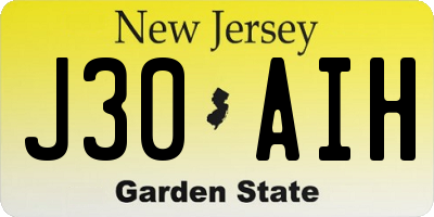 NJ license plate J30AIH