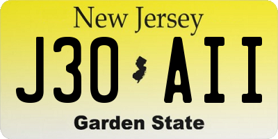 NJ license plate J30AII