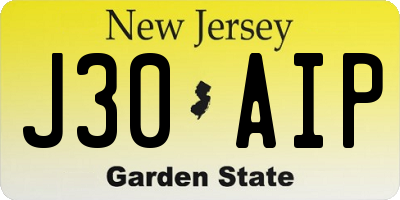 NJ license plate J30AIP