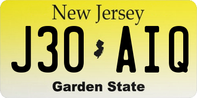 NJ license plate J30AIQ