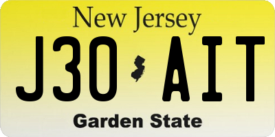NJ license plate J30AIT