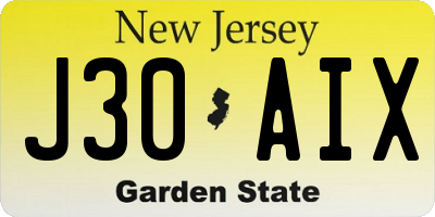 NJ license plate J30AIX