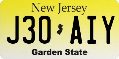 NJ license plate J30AIY