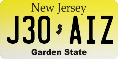 NJ license plate J30AIZ