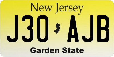 NJ license plate J30AJB