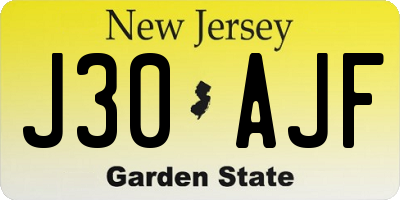 NJ license plate J30AJF