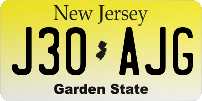 NJ license plate J30AJG