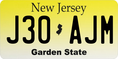 NJ license plate J30AJM