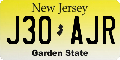 NJ license plate J30AJR