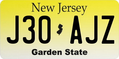 NJ license plate J30AJZ
