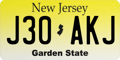 NJ license plate J30AKJ