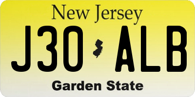 NJ license plate J30ALB