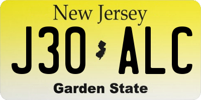 NJ license plate J30ALC