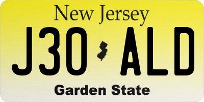 NJ license plate J30ALD