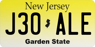 NJ license plate J30ALE
