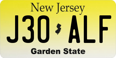 NJ license plate J30ALF