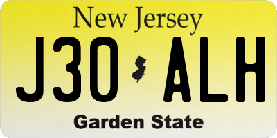 NJ license plate J30ALH
