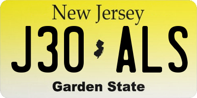 NJ license plate J30ALS