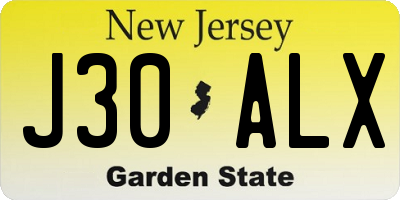 NJ license plate J30ALX
