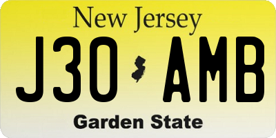 NJ license plate J30AMB