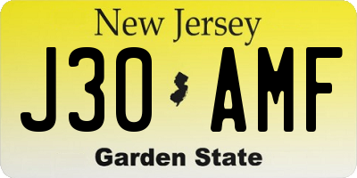 NJ license plate J30AMF