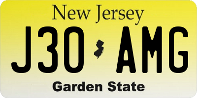 NJ license plate J30AMG
