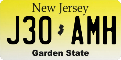 NJ license plate J30AMH