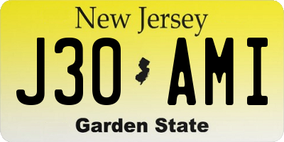 NJ license plate J30AMI