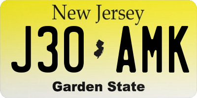 NJ license plate J30AMK