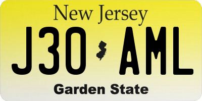NJ license plate J30AML