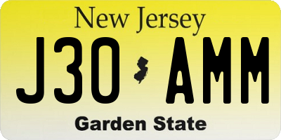 NJ license plate J30AMM
