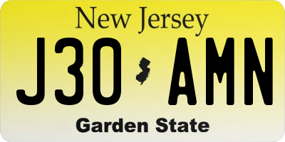 NJ license plate J30AMN