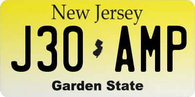NJ license plate J30AMP