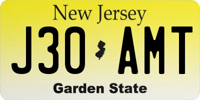 NJ license plate J30AMT