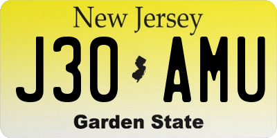 NJ license plate J30AMU