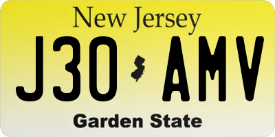NJ license plate J30AMV