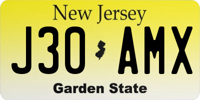 NJ license plate J30AMX