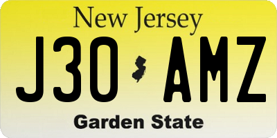 NJ license plate J30AMZ
