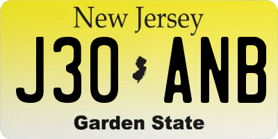NJ license plate J30ANB