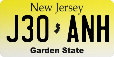 NJ license plate J30ANH