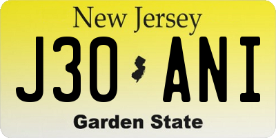 NJ license plate J30ANI