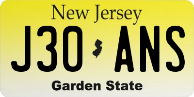 NJ license plate J30ANS
