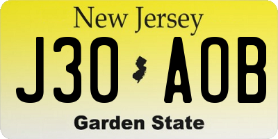 NJ license plate J30AOB