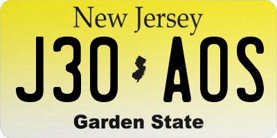 NJ license plate J30AOS