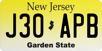 NJ license plate J30APB